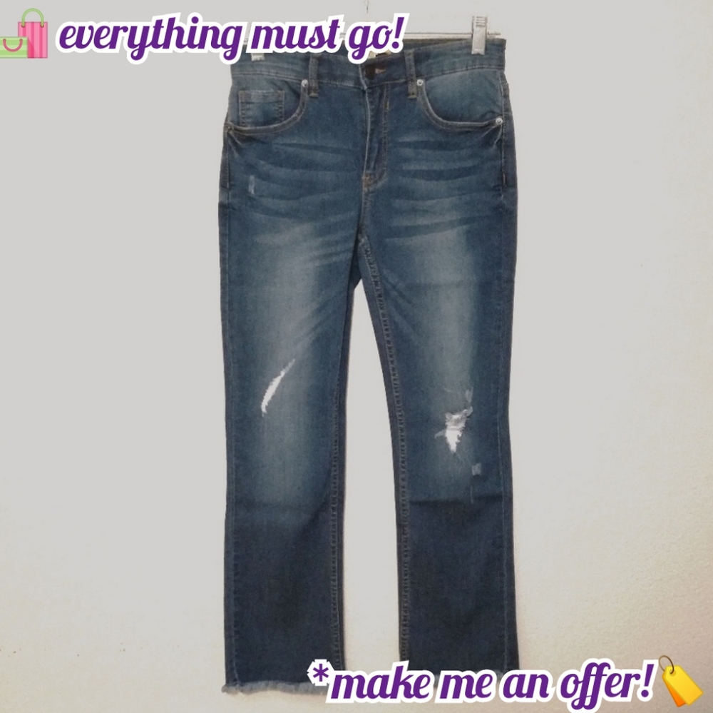 👖Distressed Cropped Stretch Boot Cut Jeans